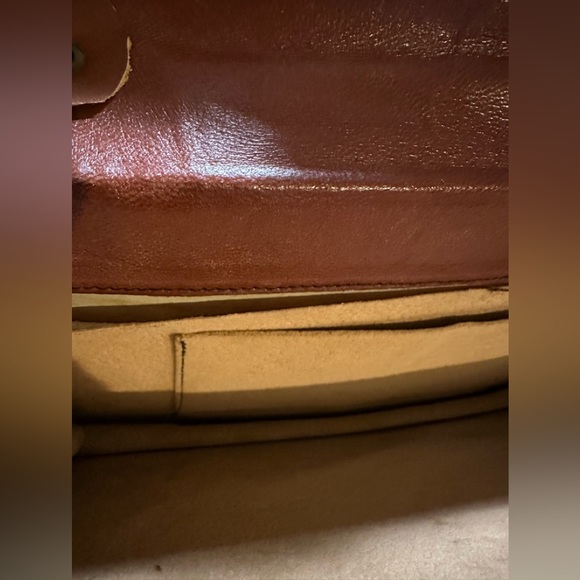 Vintage Cognac Alligator Pattern Leather Satchel Handbag Purse - Picture 8 of 9